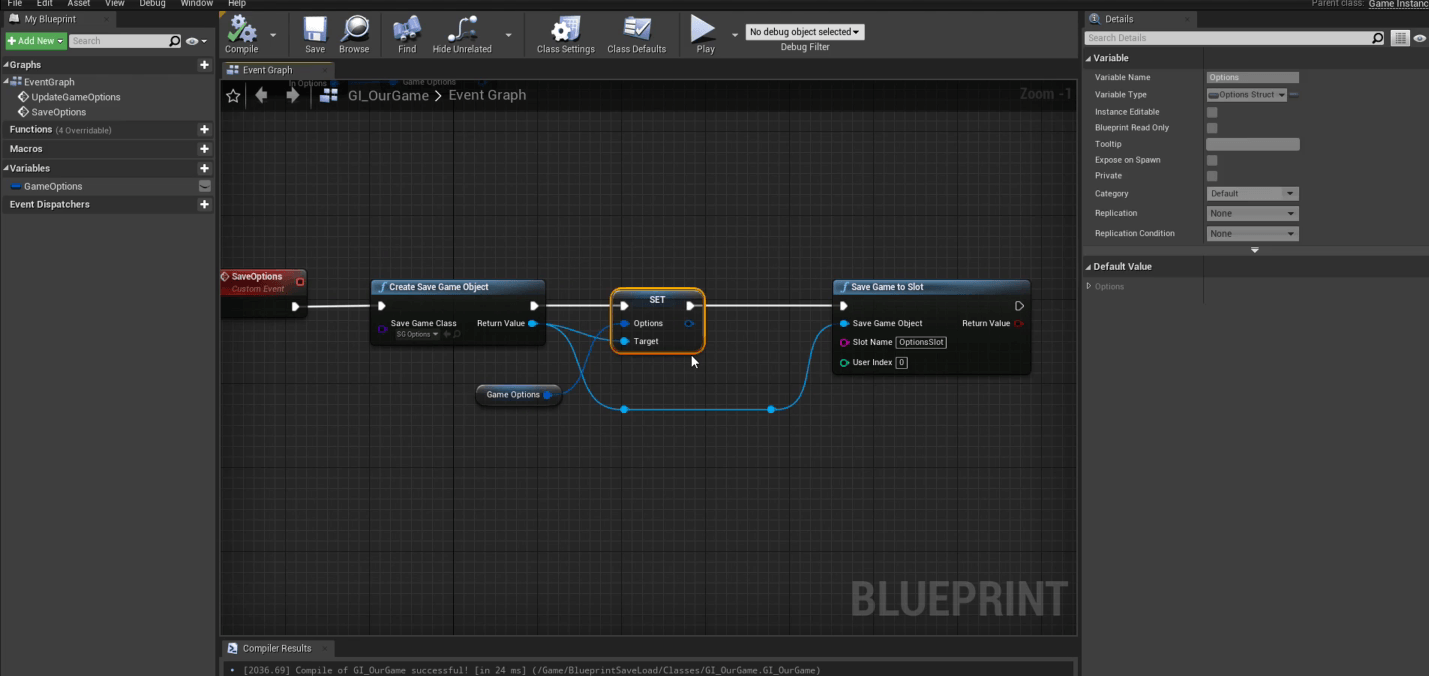 Blueprint: create game options
