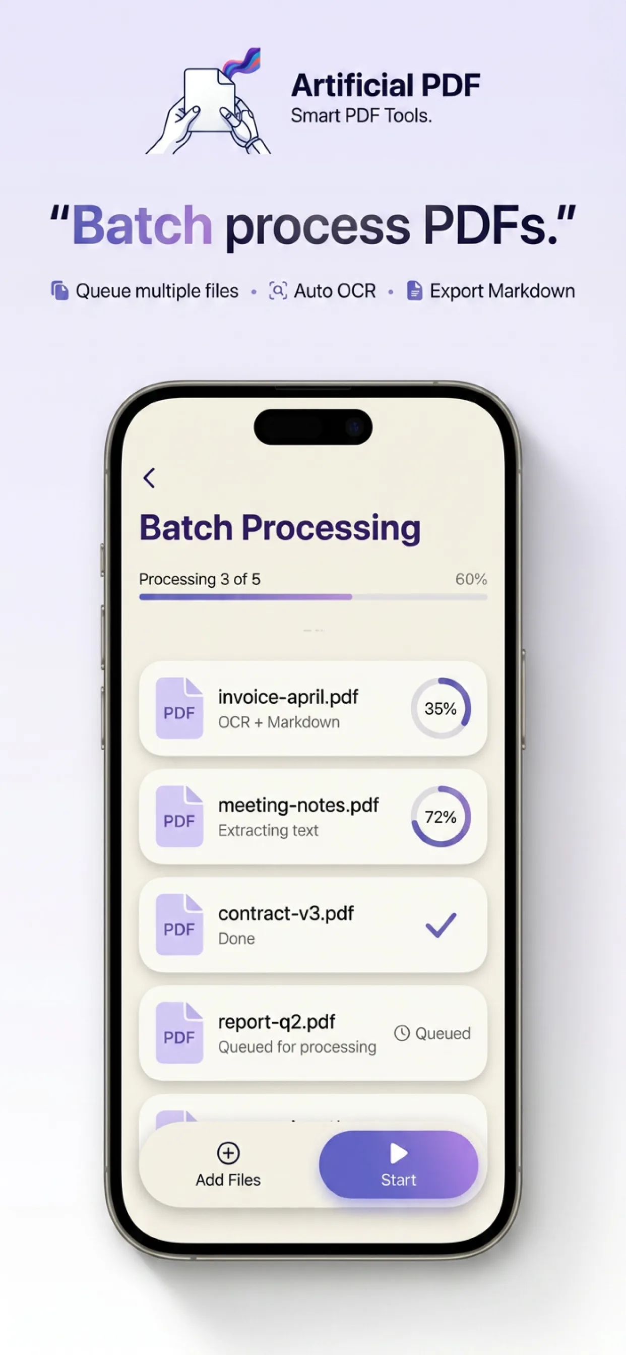 Artificial PDF batch processing on iPhone