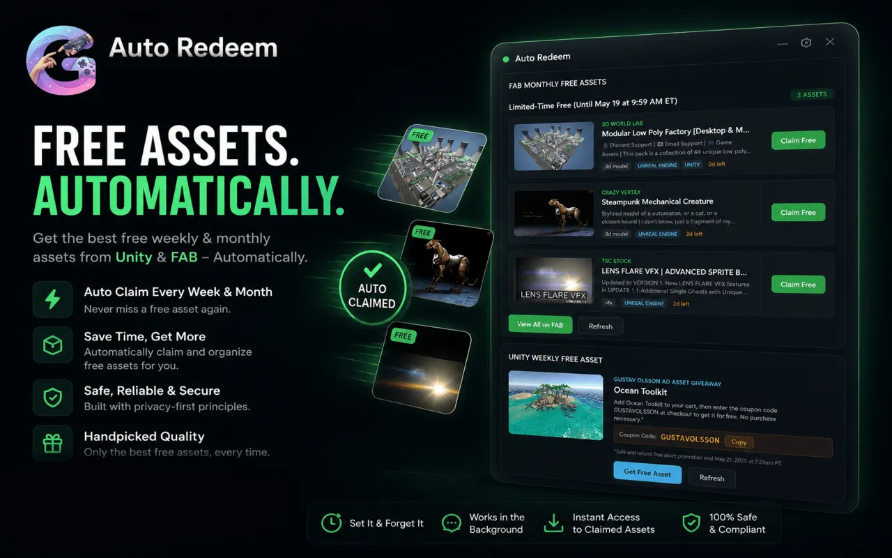 Game Asset Auto Redeemer expanded control panel