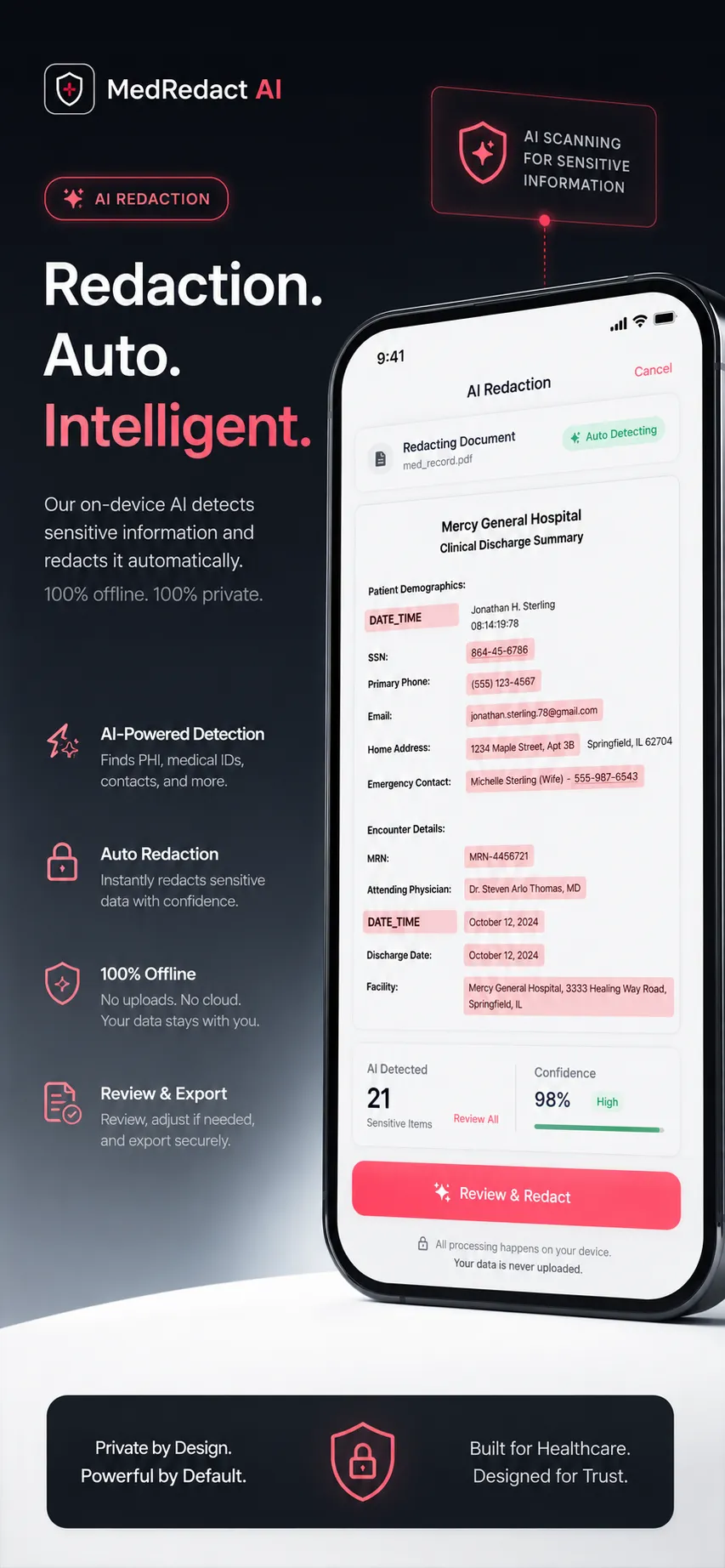 MedRedact auto redaction