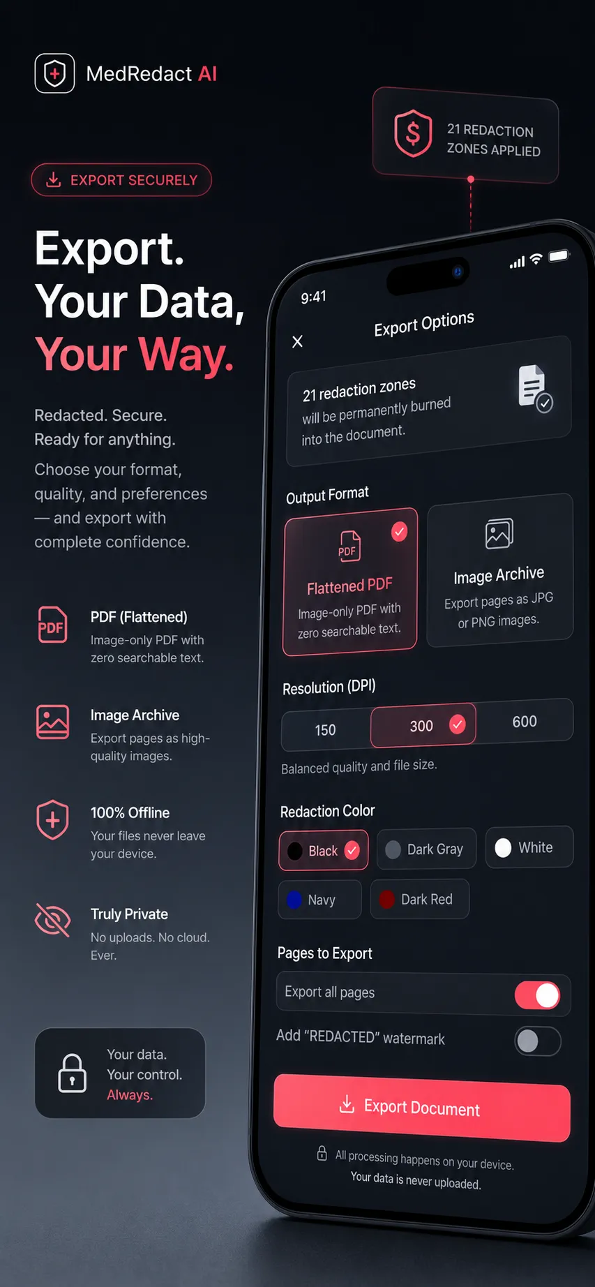 MedRedact export options