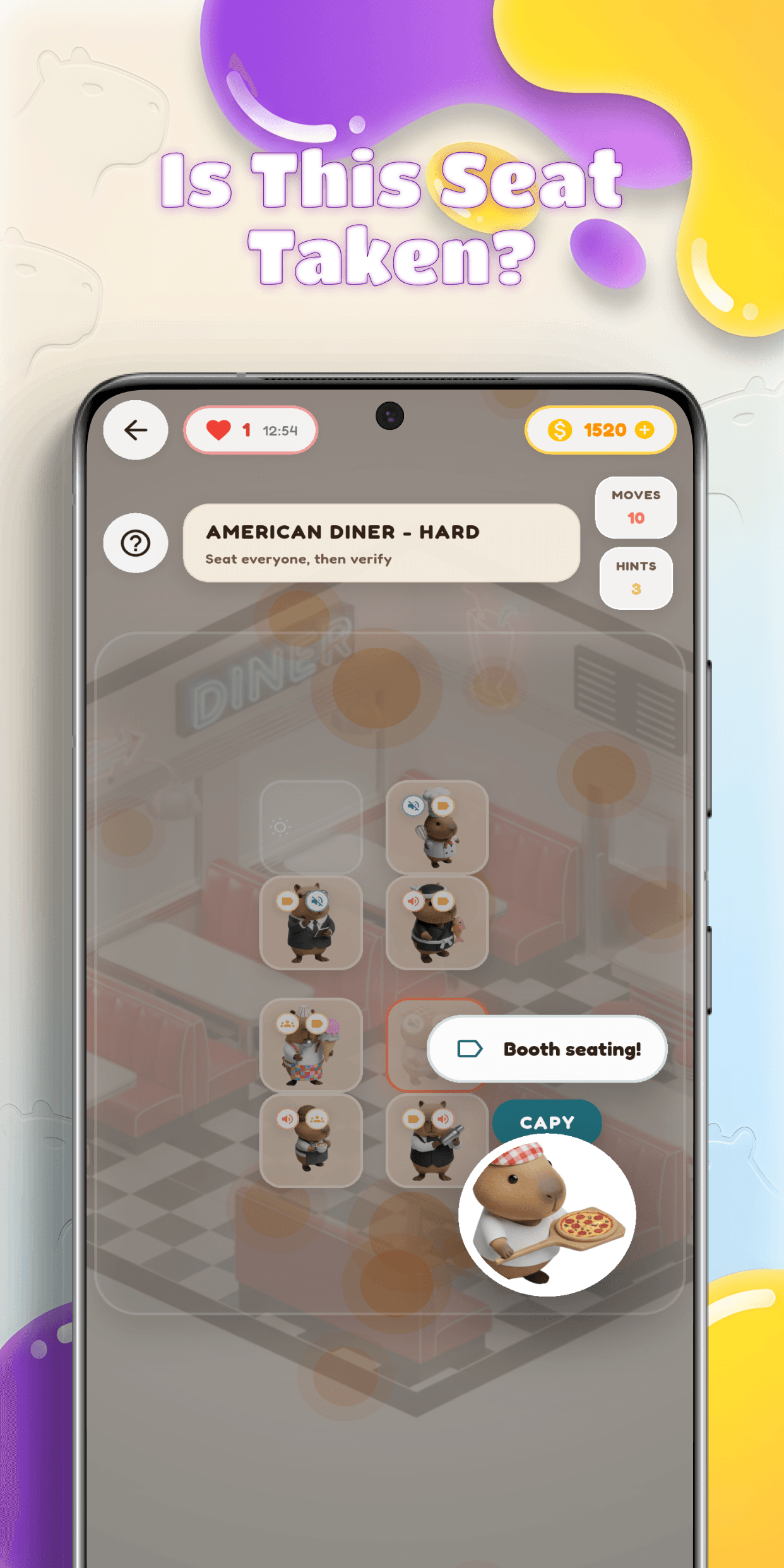 Picky Capys Seating Puzzle Gameplay