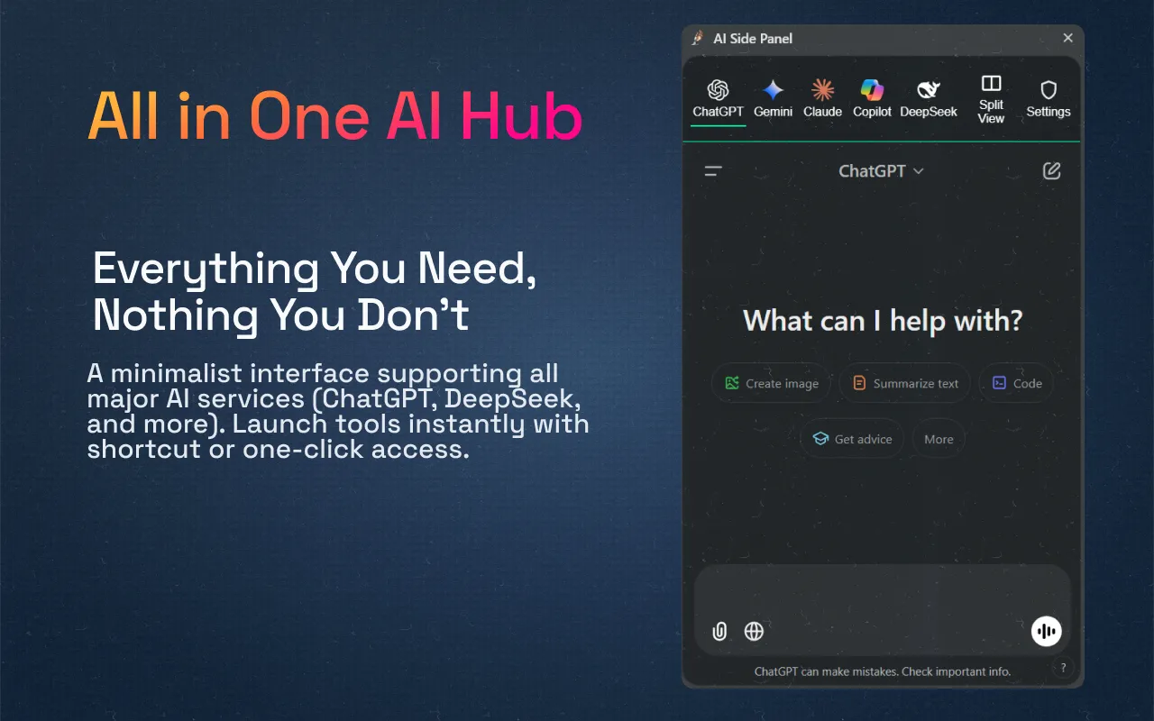 AI Side Panel showing AI services integration